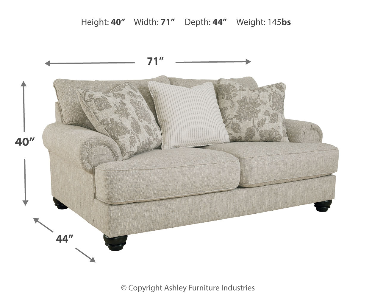 Asanti Fog Sofa, Loveseat and Ottoman