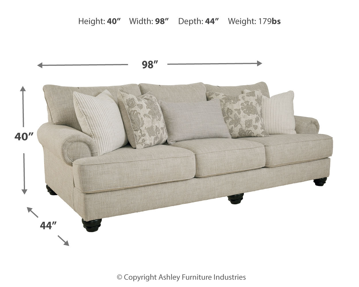 Asanti Fog Sofa, Loveseat and Ottoman