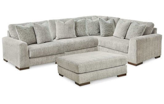 Regent Park Pewter 4pc Corner Sectional w/ Ottoman