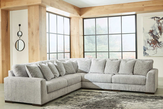 Regent Park Pewter 5pc Symmetrical Corner Sectional