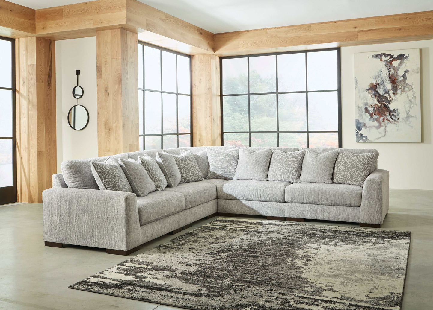 Regent Park Pewter 5pc Symmetrical Corner Sectional