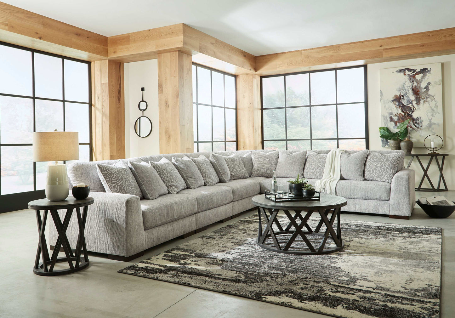 Regent Park Pewter 6pc Corner Sectional