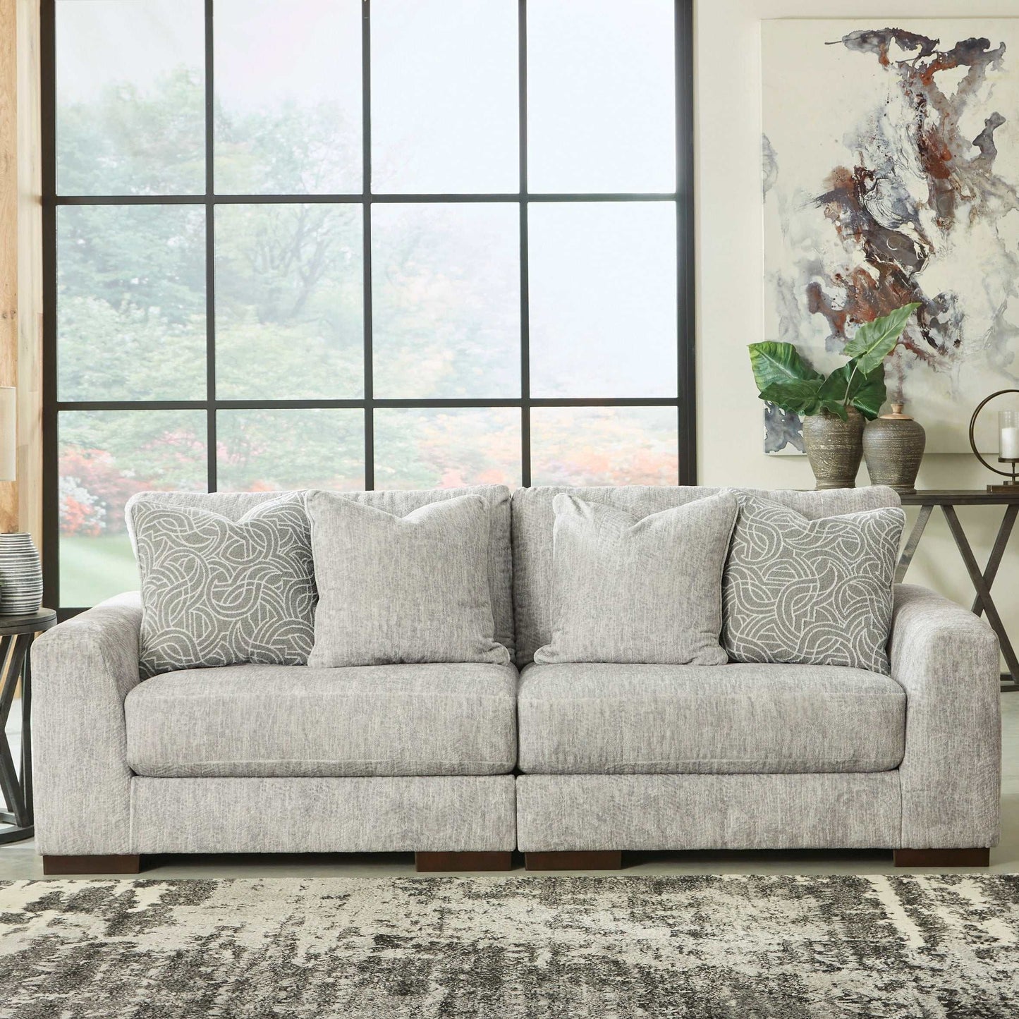 Regent Park Pewter Sectional Loveseat