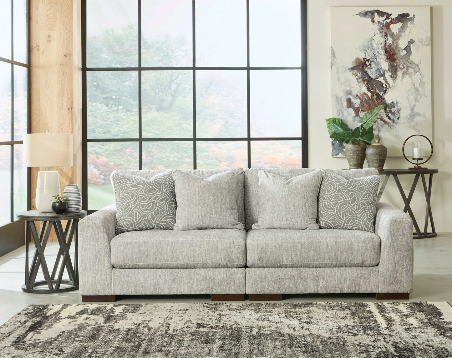 Regent Park Pewter Sectional Loveseat