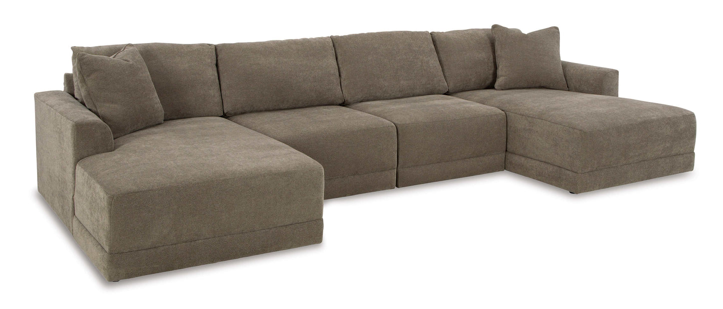 Raeanna Storm U Shape Double Chaise Sectional / 4pc