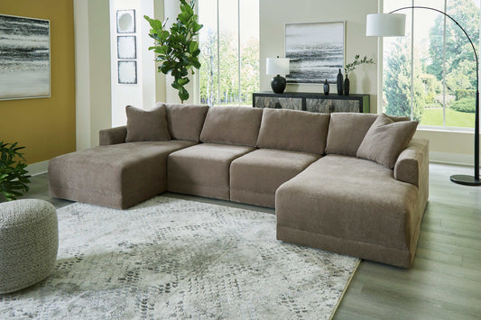 Raeanna Storm U Shape Double Chaise Sectional / 4pc