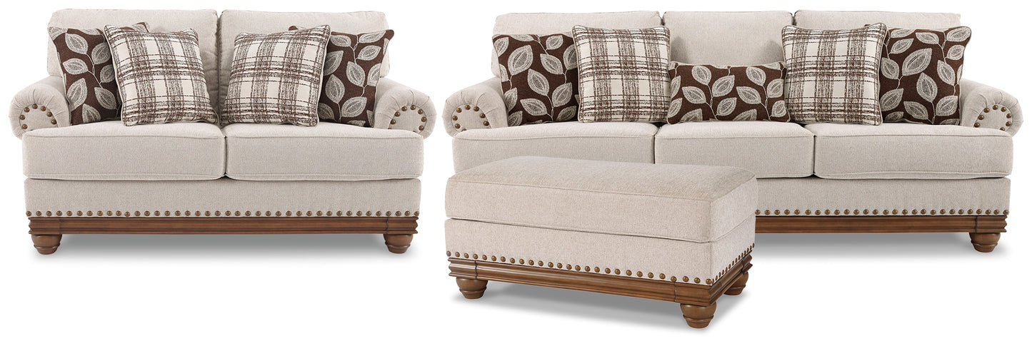 Harleson Wheat Sofa, Loveseat, and Ottoman