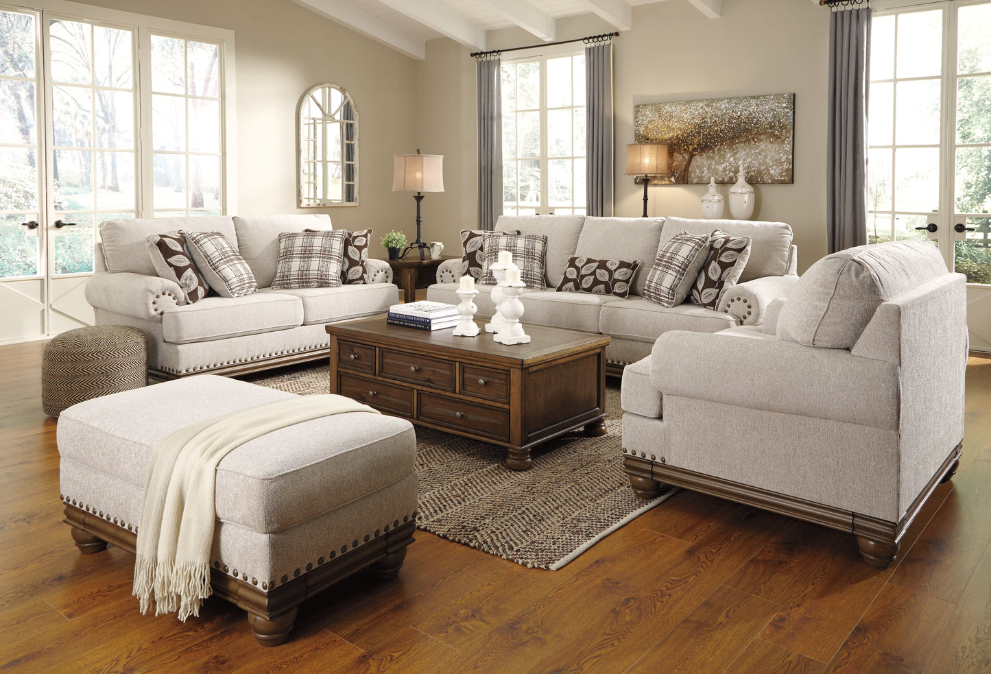 Harleson Wheat Sofa and Loveseat with Chair and Ottoman