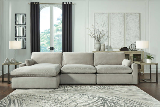 Sophie Gray Velvet Modular 3pc LAF Chaise Sectional