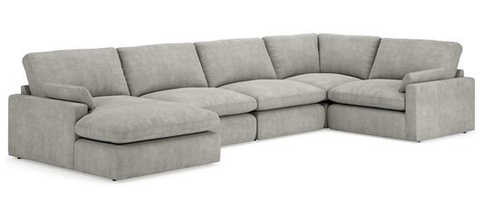 Sophie Gray Velvet Modular 5pc LAF Chaise Sectional