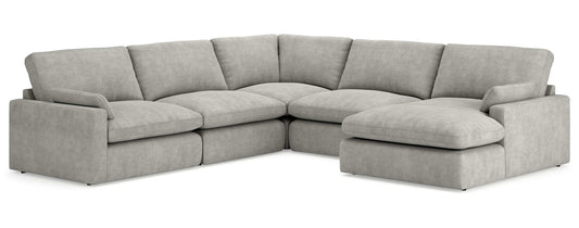 Sophie Gray Velvet Modular 5pc RAF Chaise Sectional