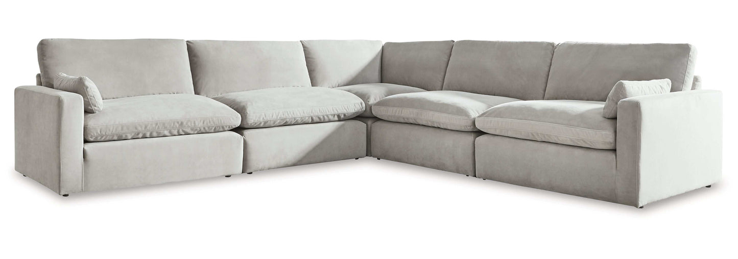 Sophie Gray Velvet Modular 5pc Symmetrical Sectional