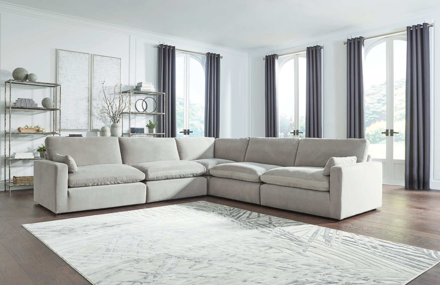 Sophie Gray Velvet Modular 5pc Symmetrical Sectional