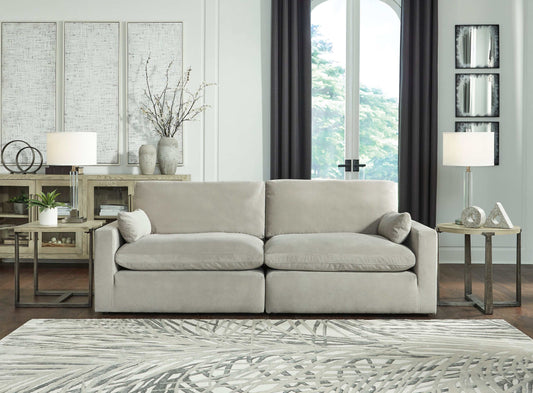 Sophie Gray Velvet Modular 2pc Sectional Loveseat