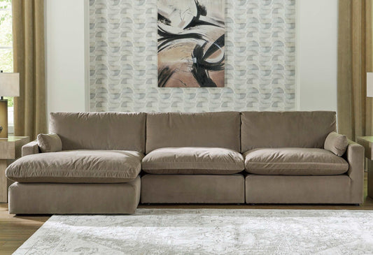 Sophie Cocoa Velvet Modular 3pc LAF Chaise Sectional