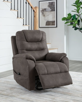 Snowfield Gunmetal Power Lift Recliner - Ornate Home