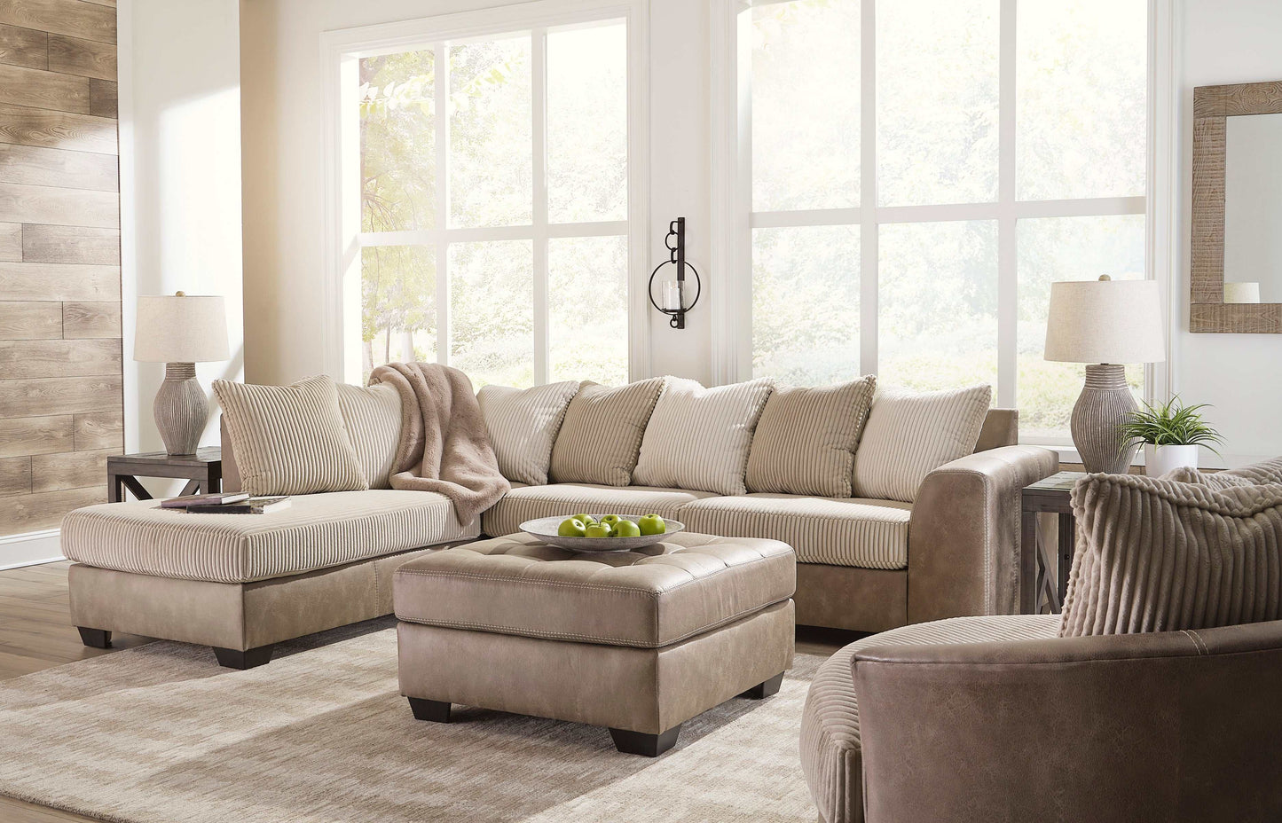 Keskin Sand L Shape 2pc Sectional w/ Chaise