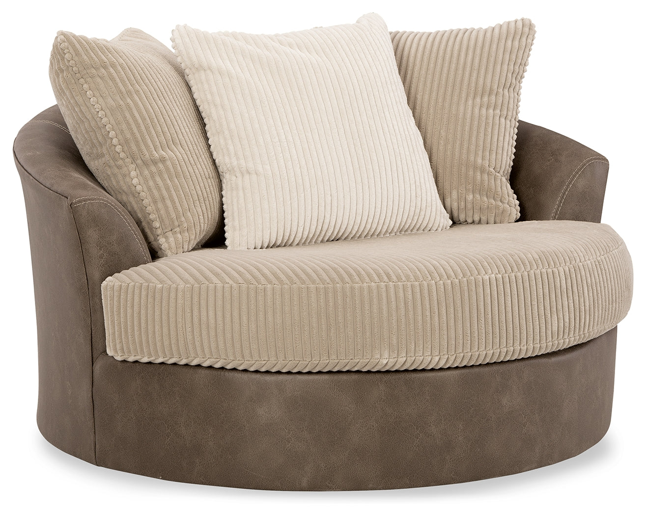 Keskin Sand 2-Piece Sectional with Chaise, Oversized Swivel Chair and Ottoman