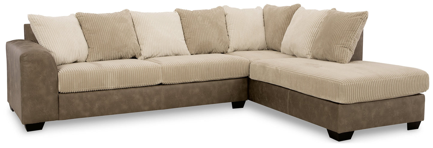 Keskin Sand 2-Piece Sectional with Chaise, Oversized Swivel Chair and Ottoman