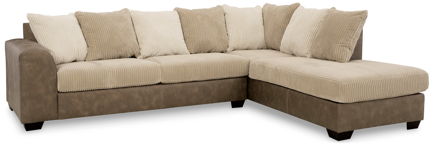 Keskin Sand L Shape 2pc Sectional w/ Chaise