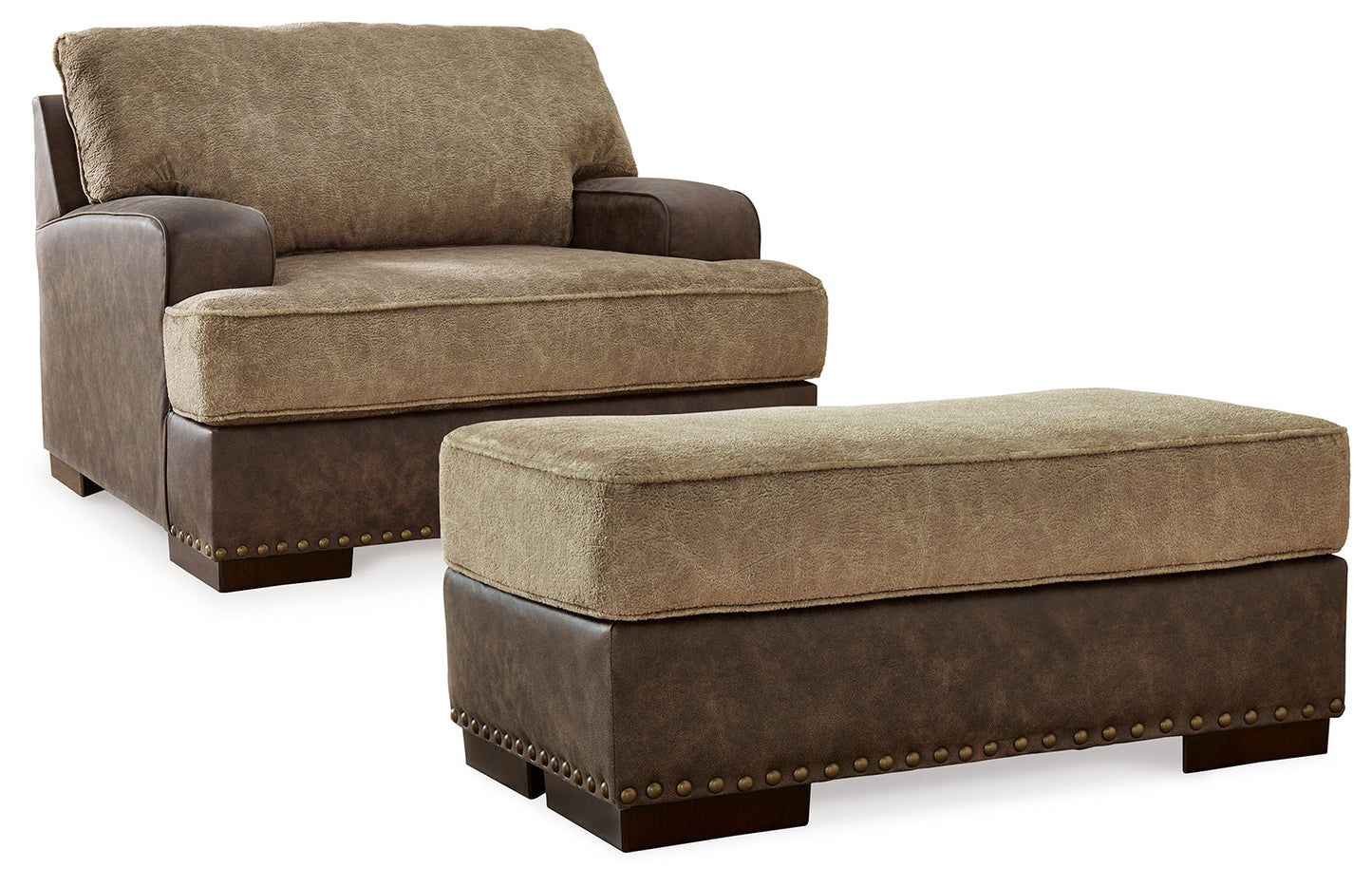 Alesbury Brown Oversized Chair and Ottoman