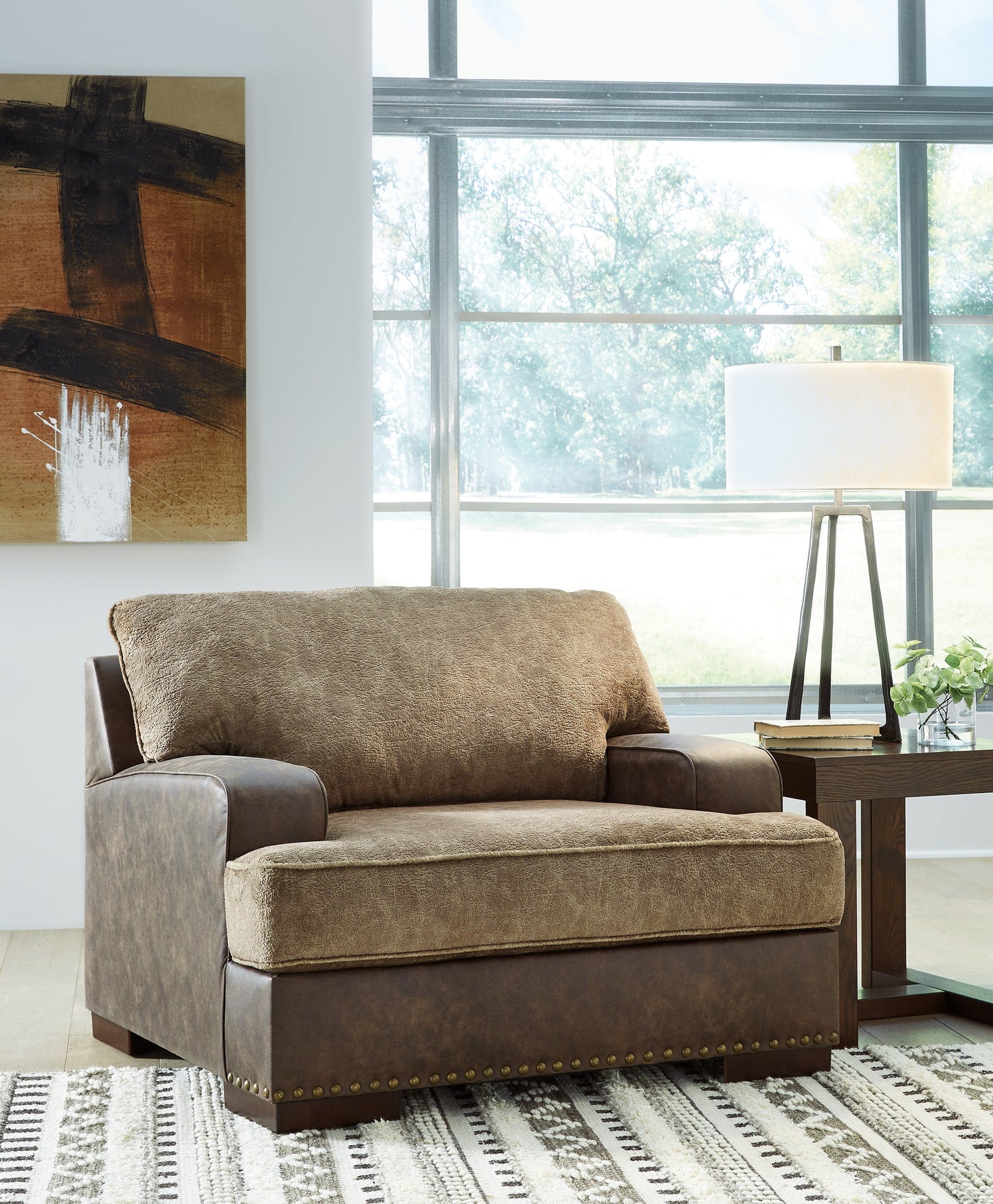 Alesbury Brown Oversized Chair and Ottoman