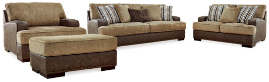 Alesbury Brown Sofa, Loveseat, Oversized Chair and Ottoman