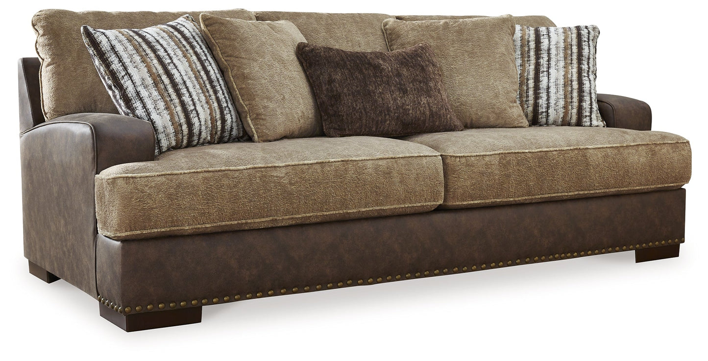 Alesbury Brown Sofa, Oversized Chair, Swivel Chair and Ottoman