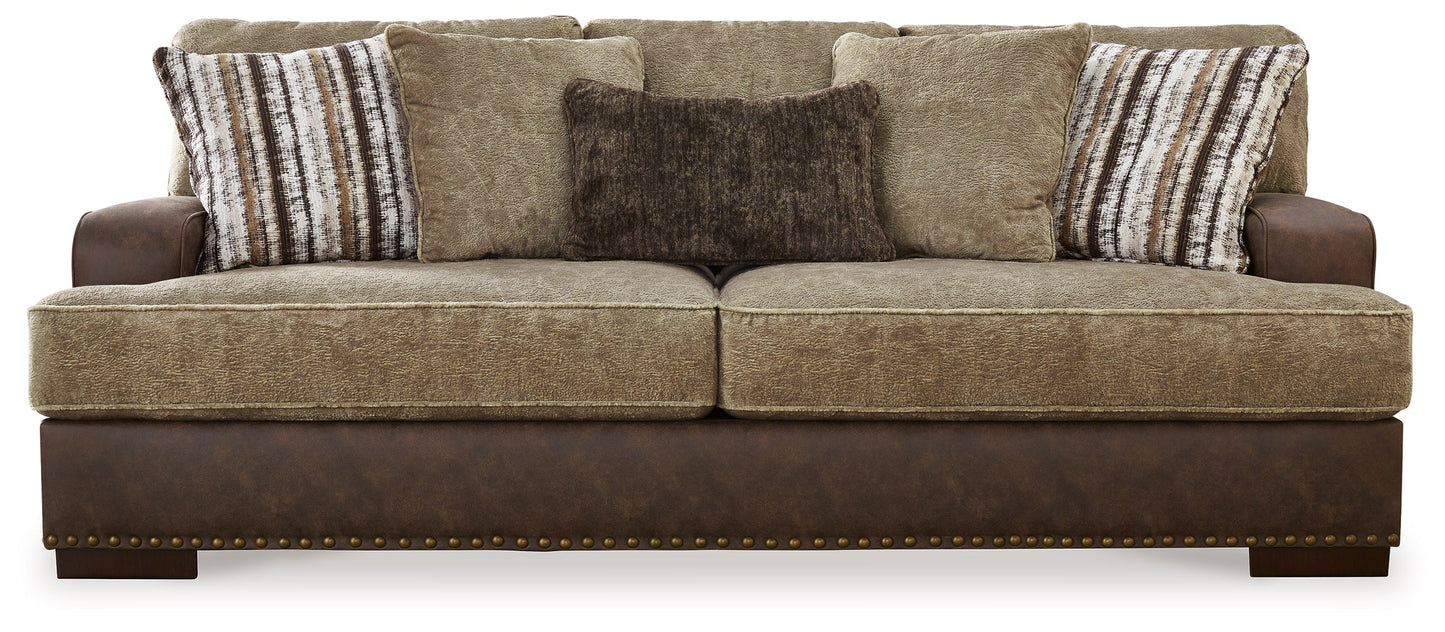 Alesbury Brown Sofa, Oversized Chair, Swivel Chair and Ottoman