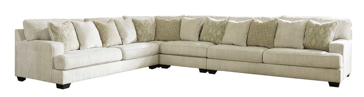 Rawcliffe Parchment 4pc Sectional Sofa w/ Ottoman