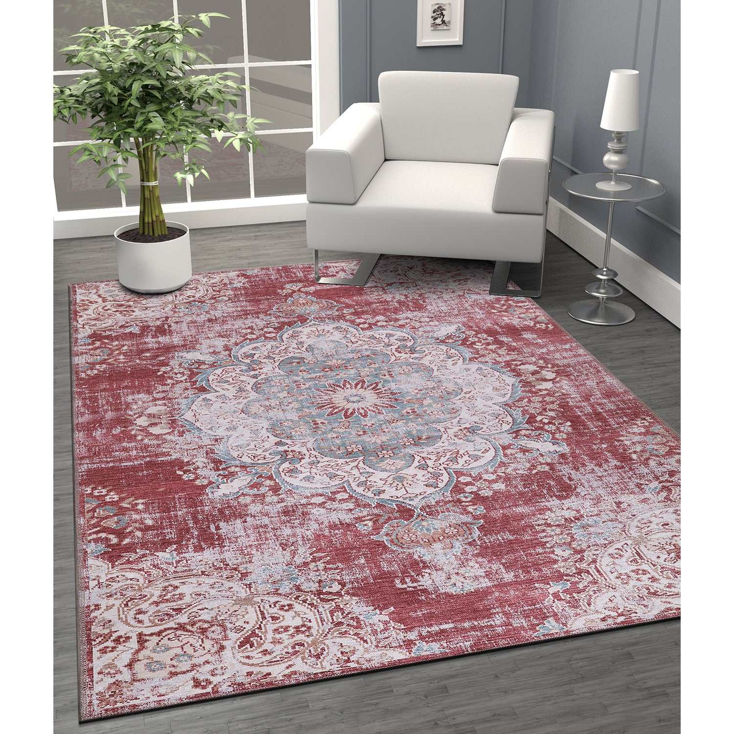 Rain Rust Red Modern Bohemian NonSlip Indoor Area Rugs - Ornate Home