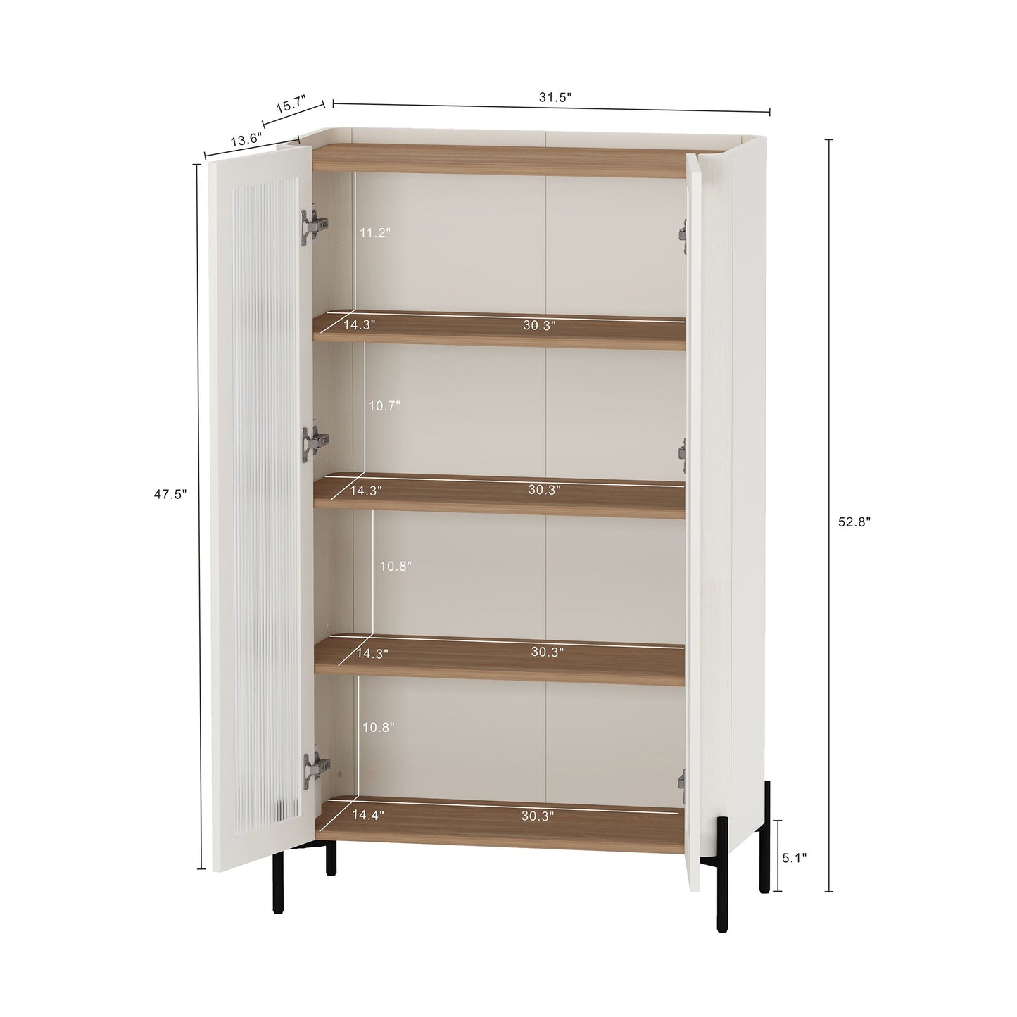 2-Piece Abbey Accent Cabinet and Bookcase in Maple and Off White - Ornate Home