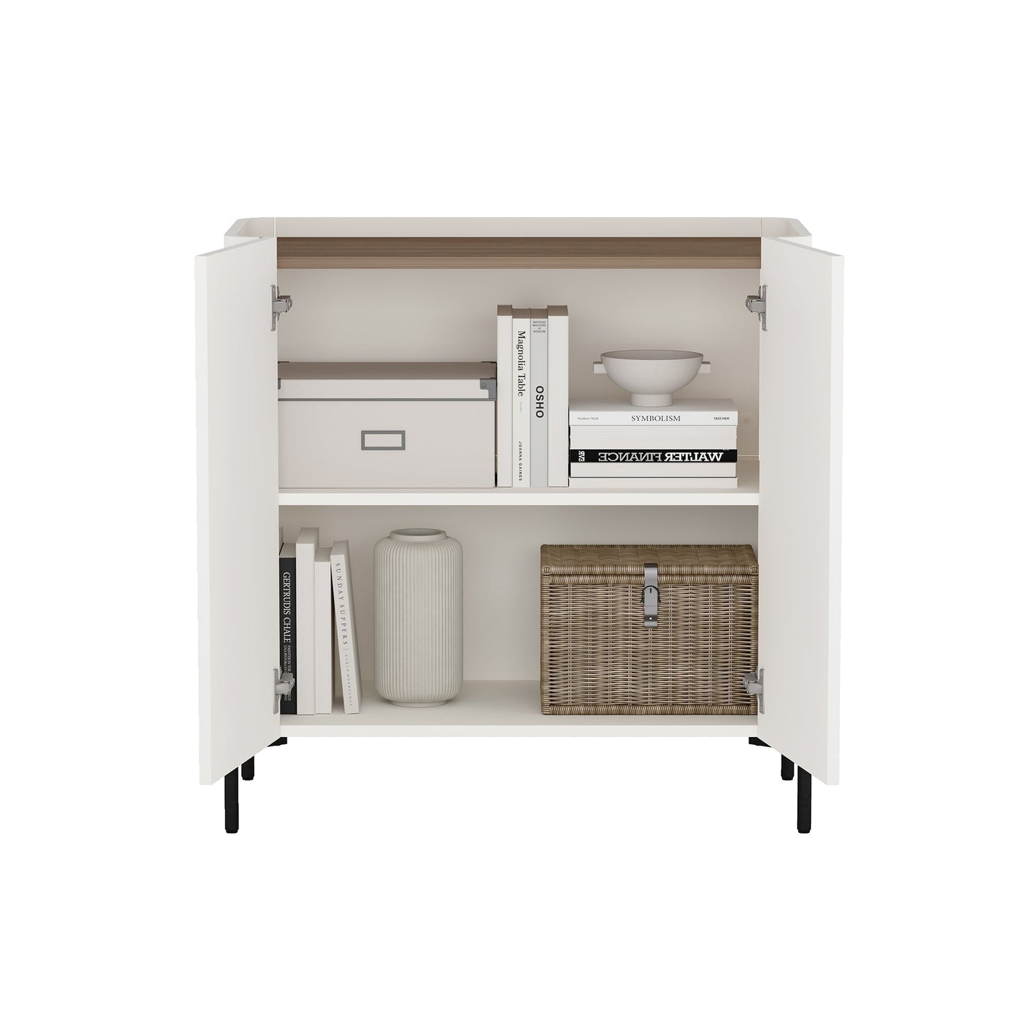 2-Piece Abbey Accent Cabinet and Bookcase in Maple and Off White - Ornate Home