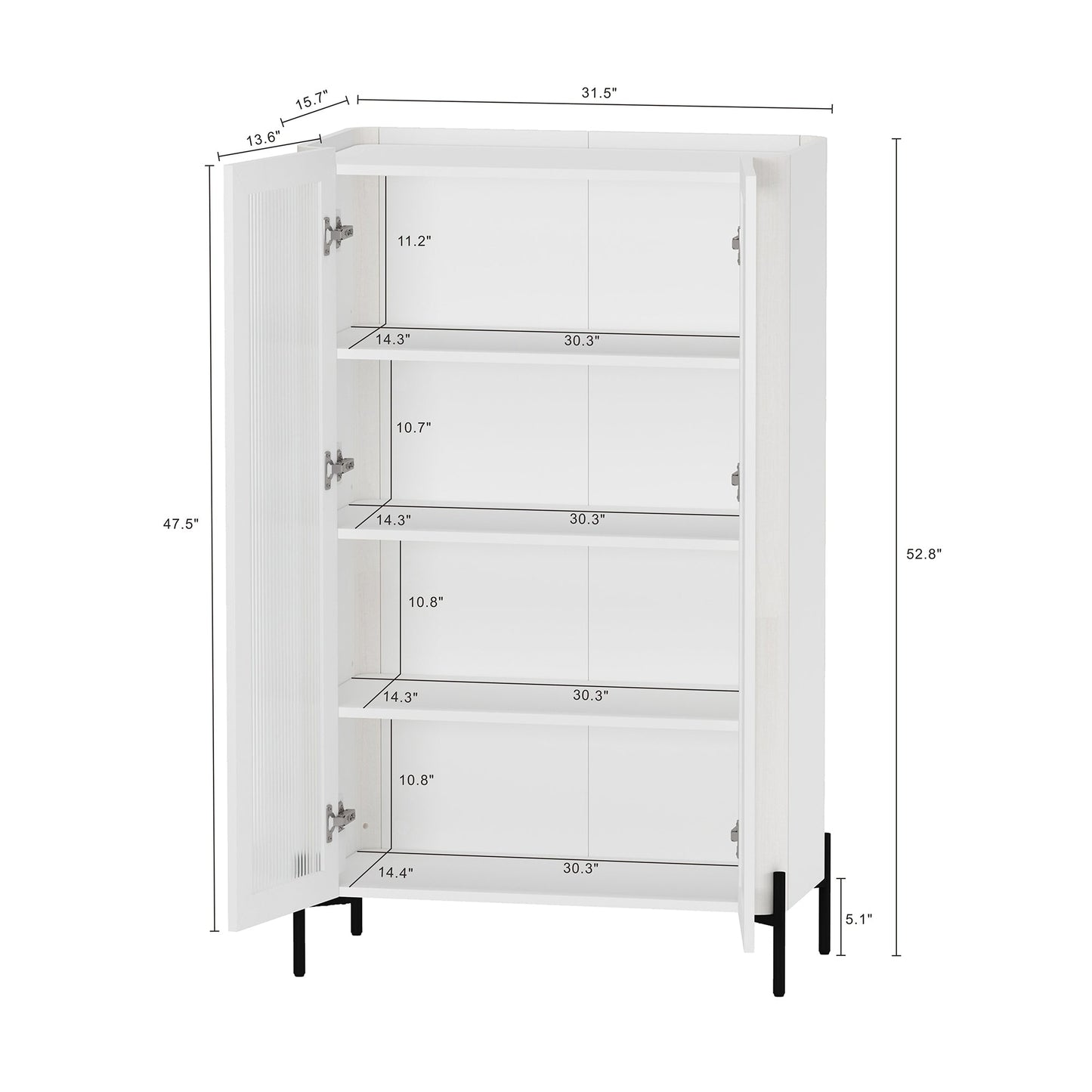 2-Piece Abbey Accent Cabinet and Bookcase in White - Ornate Home