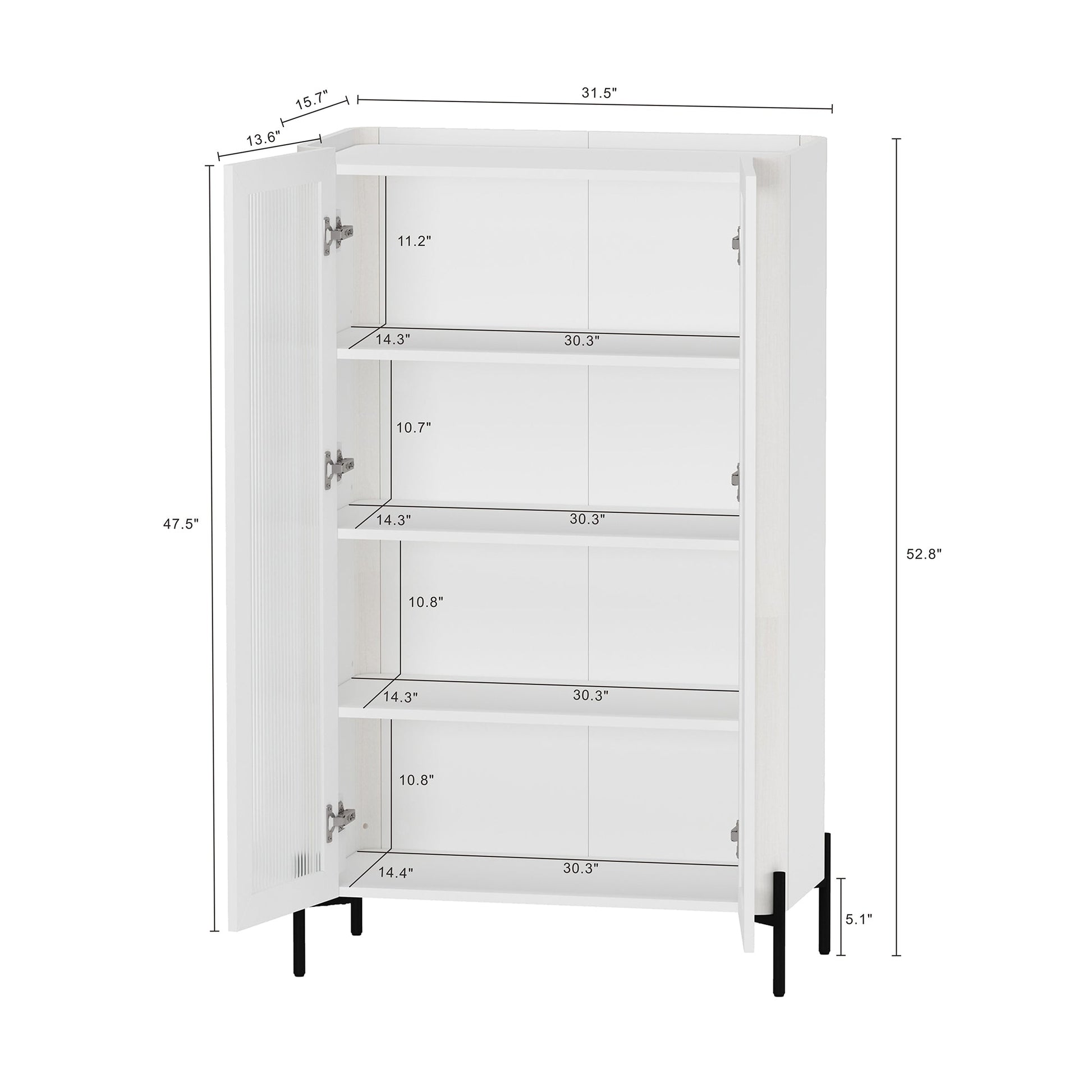 2-Piece Abbey Accent Cabinet and Bookcase in White - Ornate Home