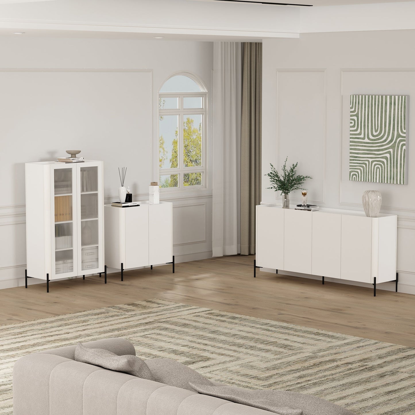2-Piece Abbey Accent Cabinet and Bookcase in White - Ornate Home