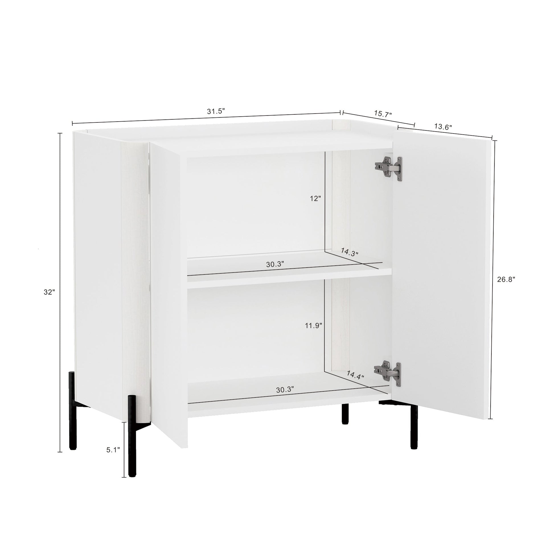 2-Piece Abbey Accent Cabinet and Sideboard in White - Ornate Home
