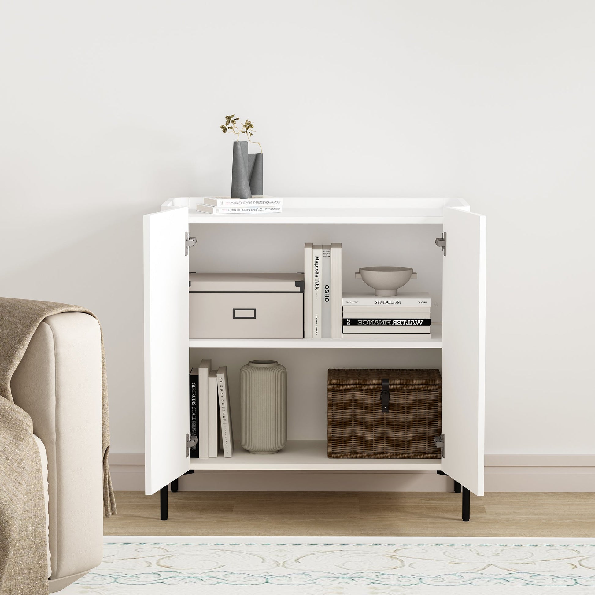 2-Piece Abbey Accent Cabinet and Sideboard in White - Ornate Home