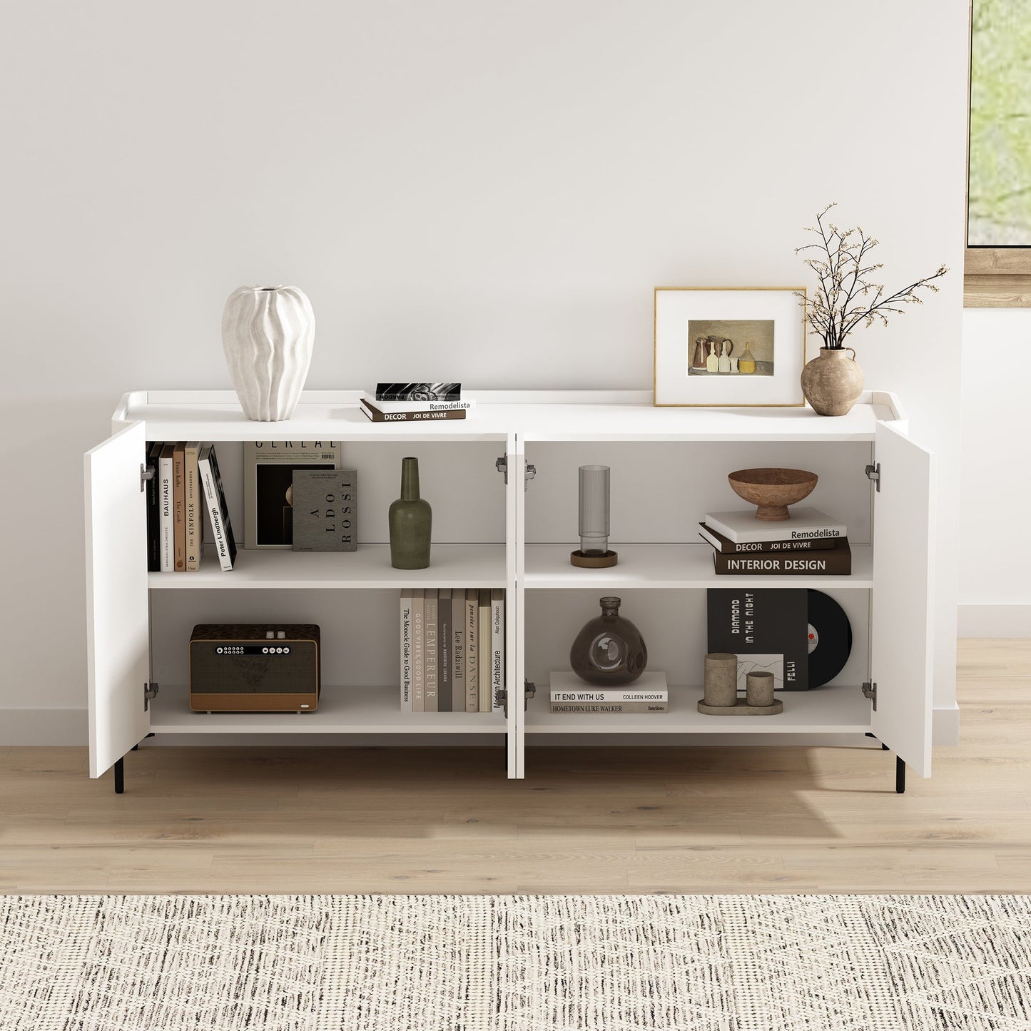 2-Piece Abbey Accent Cabinet and Sideboard in White - Ornate Home