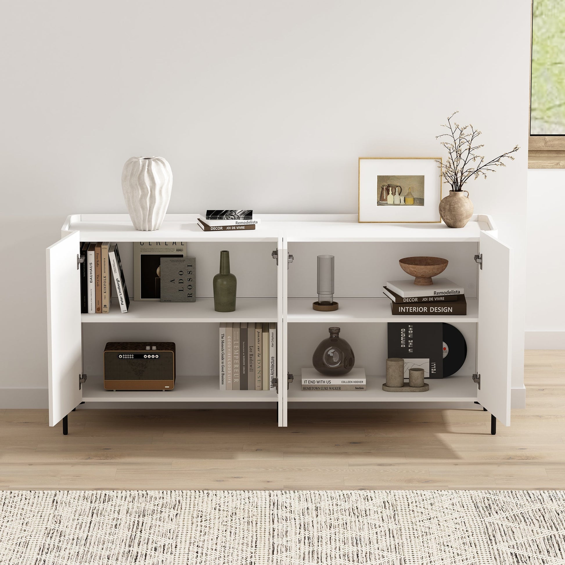 2-Piece Abbey Accent Cabinet and Sideboard in White - Ornate Home