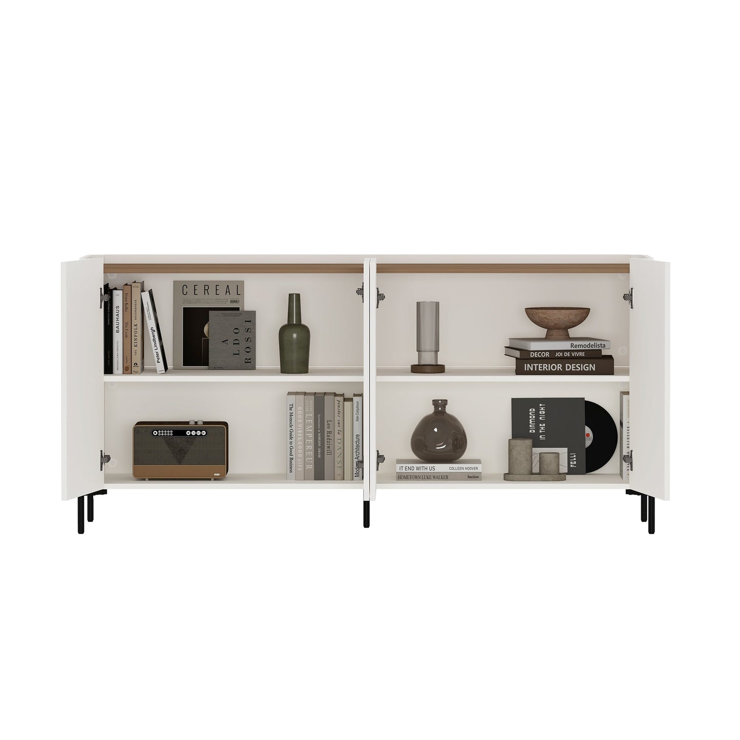2-Piece Abbey Bookcase and Sideboard in Maple and Off White - Ornate Home