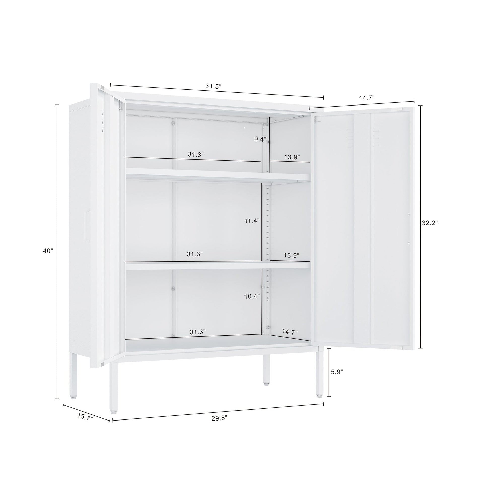 2-Piece Naomi Accent Cabinet and Storage Cabinet in White - Ornate Home