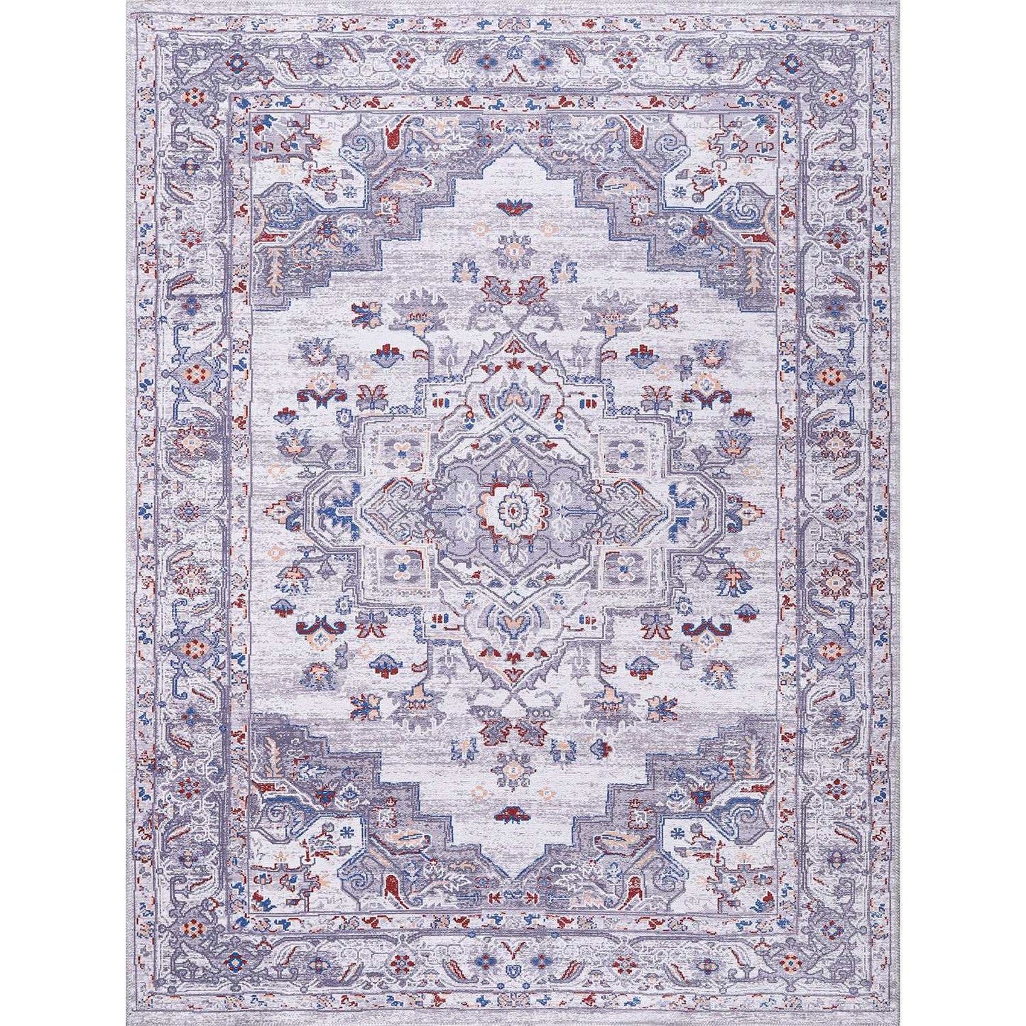 Rain Gray Distressed Vintage NonSlip Indoor Area Rugs - Ornate Home