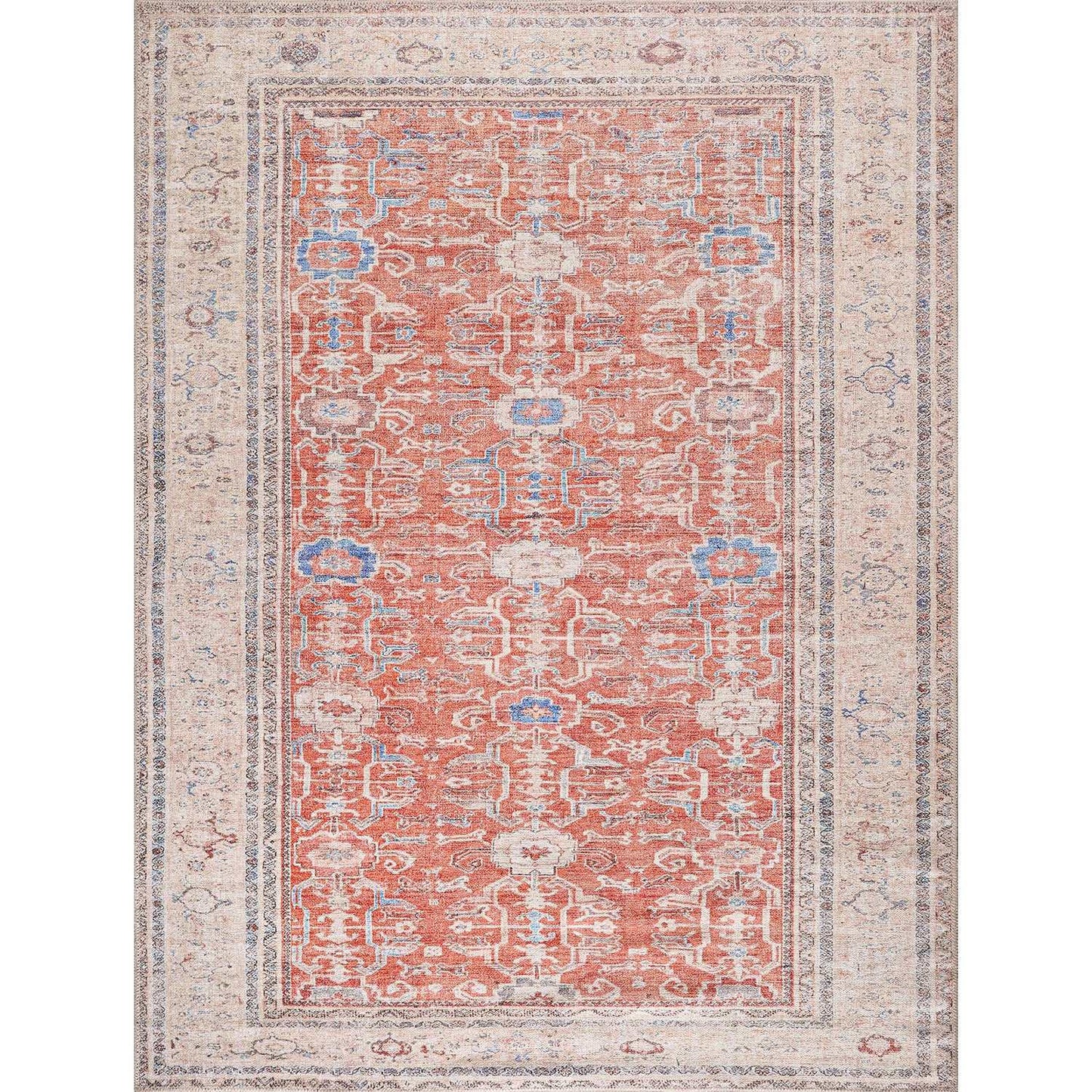 Rain Orange Distressed Vintage Non-Slip Indoor Area Rugs - Ornate Home