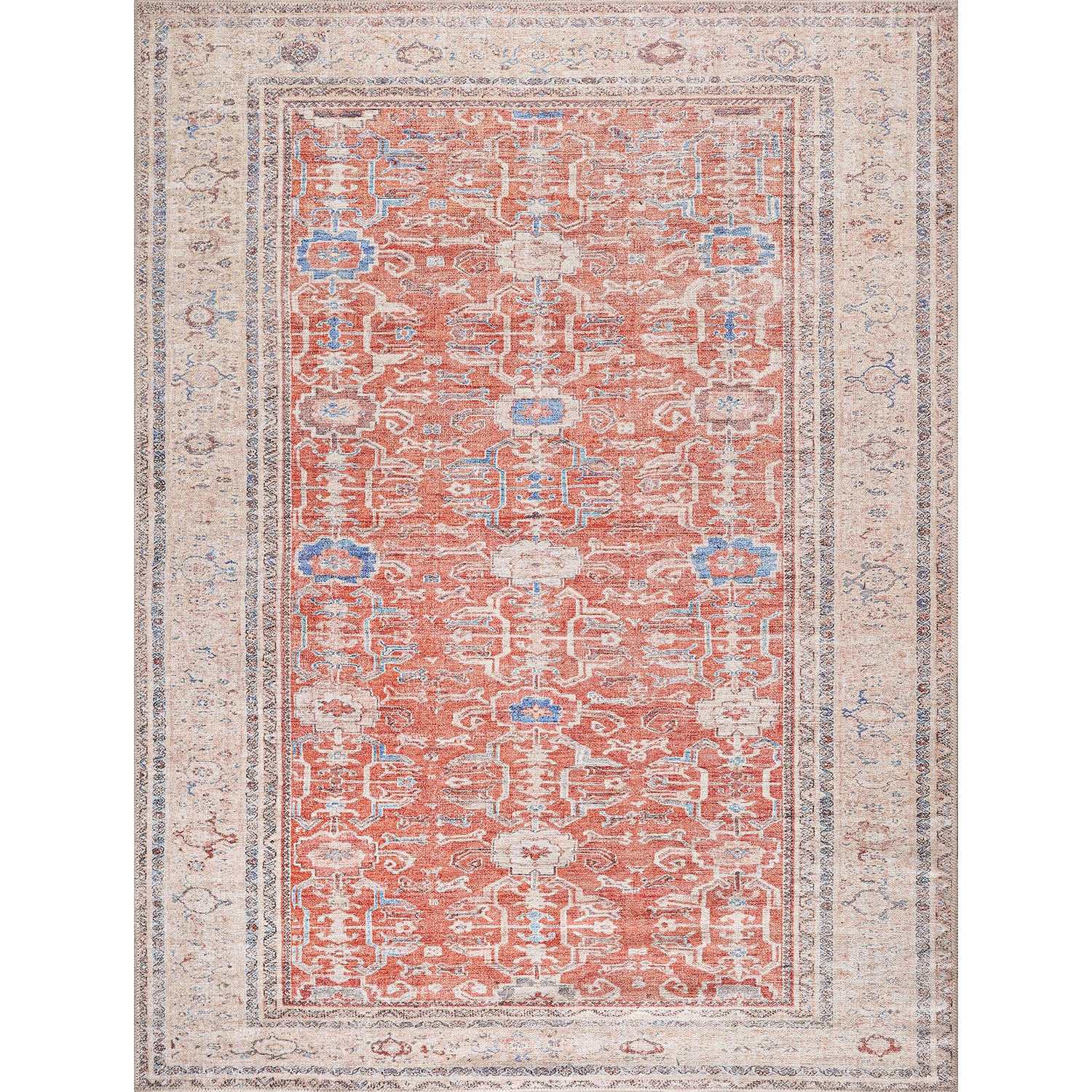 Rain Orange Distressed Vintage Non-Slip Indoor Area Rugs - Ornate Home