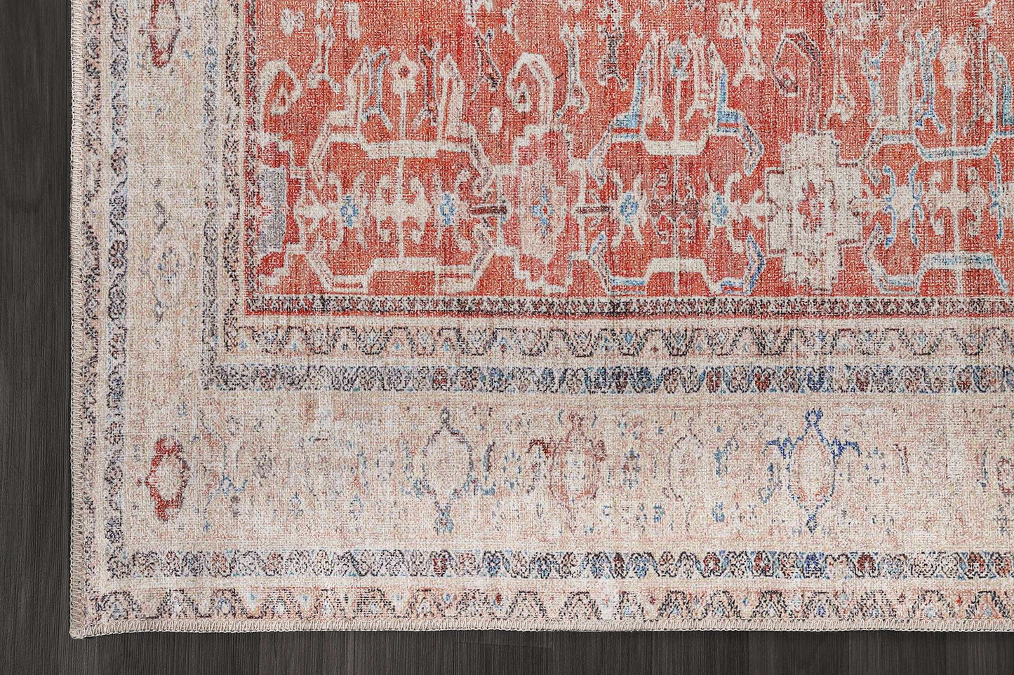 Rain Orange Distressed Vintage Non-Slip Indoor Area Rugs - Ornate Home