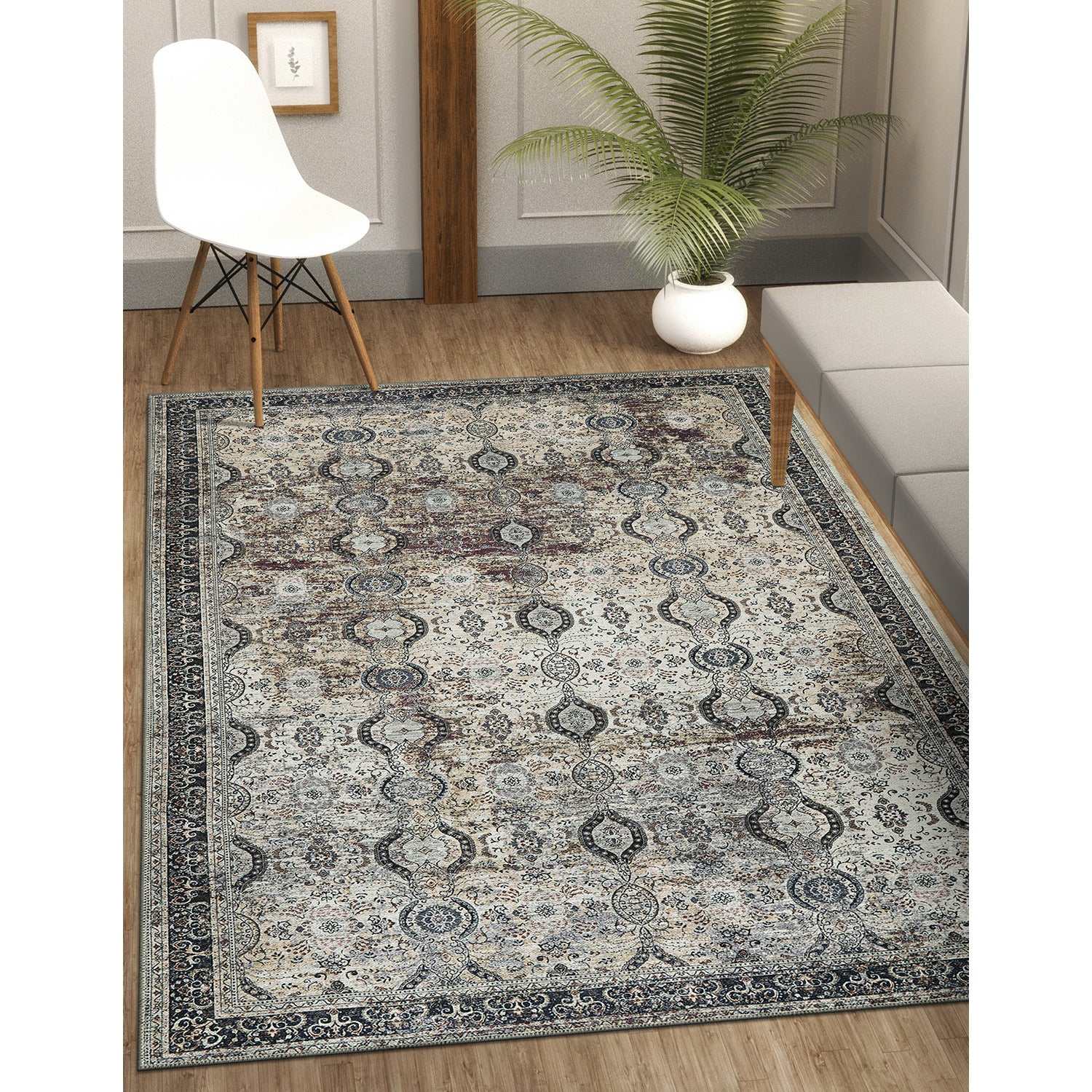 Rain Olive Distressed Vintage NonSlip Indoor Area Rugs - Ornate Home