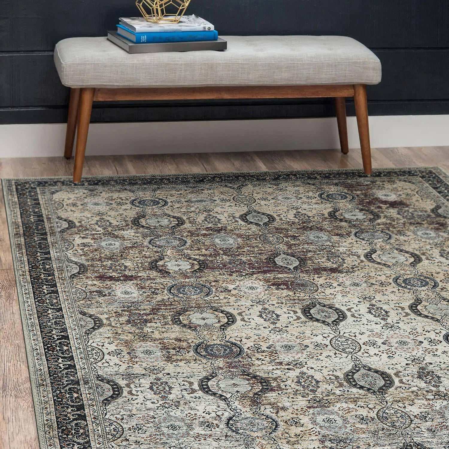 Rain Olive Distressed Vintage NonSlip Indoor Area Rugs - Ornate Home