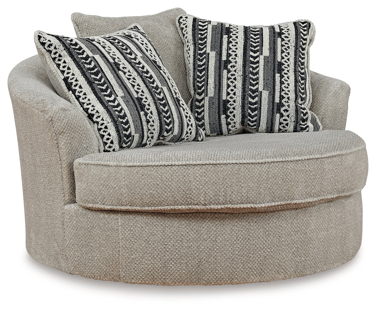 Calnita Sisal Oversized Swivel Chair and Ottoman