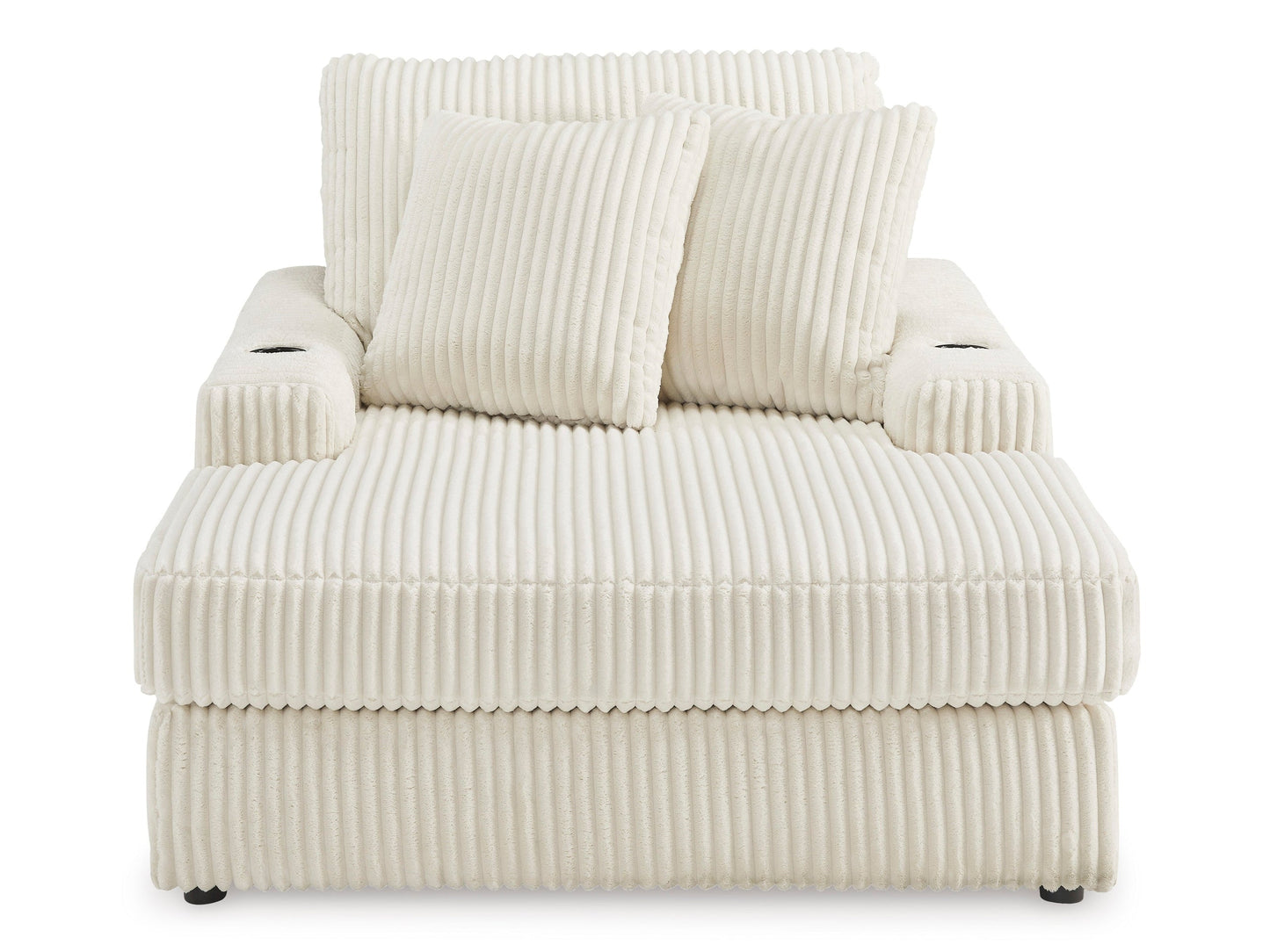 Lindyn Ivory Chaise w/ 2 Cup Holders & USB Charging Port - Ornate Home